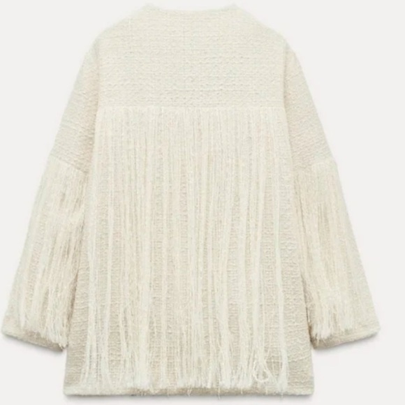 Zara Cream Fringe Blazer - Picture 7 of 16